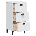 ZNTS Bedside Cabinet VIKEN White Solid Wood Pine 374917