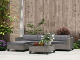 5-Piece Rattan Patio Furniture Set with Corner Sofa, Footstools, Coffee Table, for Poolside, Dark T3398P318600