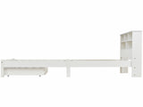 Bed with Shelves, White Wooden Storage Bed, Underbed Drawer - 3FT Single Frame Only WF290549AAW