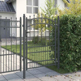 Fence Gate with Spikes Grey 170 x 100 cm Powder-coated steel 42009005