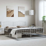Metal Bed Frame without Mattress with Footboard White 193x203cm 373862