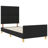 ZNTS Bed Frame Black 100x200 cm Fabric 3344783