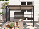 2.2 x 1.5 m BBQ Grill Gazebo Tent, Garden Grill with Metal Frame, Curved Canopy and 10 Hooks, T3398P327940