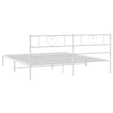 Metal Bed Frame without Mattress with Headboard White 183x213cm 355517