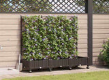 Garden Planter with Trellis&Wheels 3 pcs Brown PP 3423071