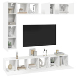 8 Piece TV Cabinet Set White Engineered Wood 3078704