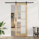 Sliding Door Natural and Black 83 x 232 cm 3332393