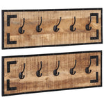 ZNTS Coat Racks 2 pcs 80x8x25 cm Solid Rough Wood Mango 358919