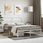 Metal Bed Frame without Mattress with Headboard White 140x190cm 353684