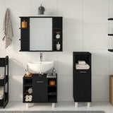 Bathroom Furniture Set with Shelf 3 pcs Black 30 x 30 x 99.5 cm 3333048