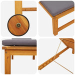 Sun Lounger Reclining Brown 53 x 202 x 89cm Solid Acacia wood 4108109
