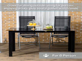 Outdoor Dining Table for 6, Aluminium Rectangular Garden Table with Tempered Glass Tabletop for T3398P319985
