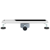 Shower Drain Glass Cover with 360&deg Siphon Black 50 cm 42015973