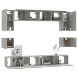 8 Piece TV Cabinet Set Concrete Grey Engineered Wood 3114417