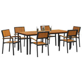 Garden Dining Set 7 pcs Black and brown 200 x 90 x 75 cm 3284419