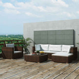 6 Piece Garden Lounge Set with Cushions Poly Rattan Brown 42742