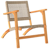 Garden Chairs 2 pcs Beige Poly Rattan and Acacia Wood 365869