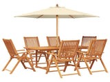 Outdoor Dining Set with Parasol 8 pcs Cream White and Natural 3438537