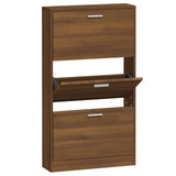 Shoe Cabinet Brown Oak 59x17x108 cm Engineered Wood 342533