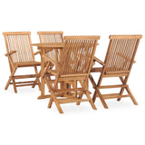 Outdoor Dining Set Natural Teak 5 Piece Folding Round 3059980