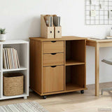 Rolling Cabinet Honey Brown 63.5 x 39 x 65.5 cm Solid Pine Wood 42028380