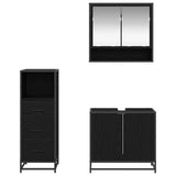 Bathroom Furniture Set 3 pcs Black Oak Engineered Wood 3402434