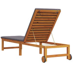 Sun Lounger Reclining Brown 53 x 202 x 89cm Solid Acacia wood 4108109