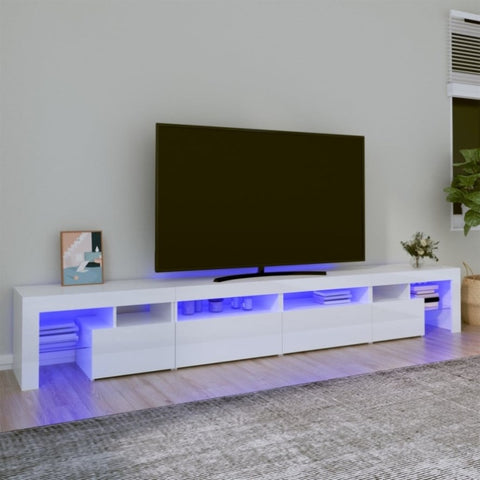 ZNTS TV Cabinet with LED Lights High Gloss White 260x36.5x40 cm 3152822