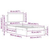 Bed Frame with Upholstered Headboard Taupe 80 x 200 cm 877872