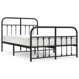 Bed Frame Black Powder-Coated Steel Double Bed Frame 352594