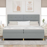 Box Spring Bed with Headboard Light grey 200 x 200 cm Fabric 3339644