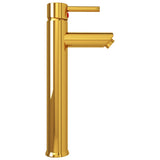 Bathroom Sink with Tap and Push Drain Gold Tempered Glass 3098461