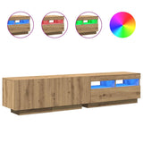 TV Cabinet with LED Lights Artisan Oak 180x35x40 cm Engineered Wood 3329164