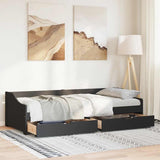 Day Bed with 2 Drawers without Mattress IRUN Black 90x200 cm 3314680