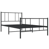 Metal Bed Frame without Mattress with Footboard Black 75x190cm 352488