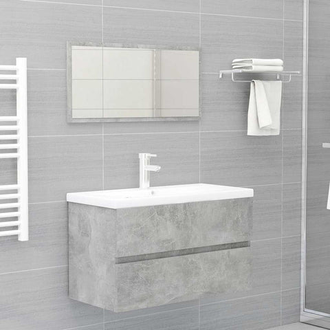 ZNTS 2 Piece Bathroom Furniture Set Concrete Grey Engineered Wood 804885