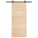 Sliding Door Brown 80 x 208 cm Solid Pine Wood 3381165