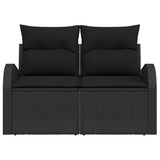 Garden Sofa with Cushion Black 124 x 62 x 69cm Poly Rattan 42006741