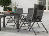 7 Piece Outdoor Dining Set with Extendable Table and 6 Folding Chairs for Patio, Balcony, Deck, Grey T3398P327928