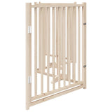 Dog Gate with Door Foldable 4 Panels 320 cm Solid Wood Fir 352275