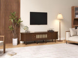 180*40*40cm Oval TV Stand in Dark Walnut, Rattan Design - MDF Design, 30 kg Load Capacity, Roll-Up N605P439647N