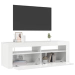 TV Cabinet with LED Lights High Gloss White 120x35x40 cm 804316