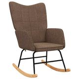 Rocking Chair with a Stool Brown Fabric 328021