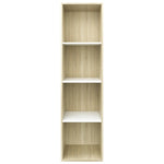 ZNTS Book Cabinet/TV Cabinet White and Sonoma Oak 36x30x114 cm Engineered Wood 800149