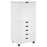 Rolling Cabinet White 53 x 39 x 103 cm Solid Pine Wood 42028369