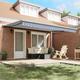 Retractable Awning Blue and White 450 x 300 cm Fabric and Metal 3330849