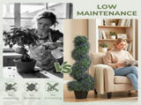 Artificial Lavender Topiary Tree Set of 2, UV Resistant Fake Plants in Pot for Indoor Outdoor Decor, T3398P551661