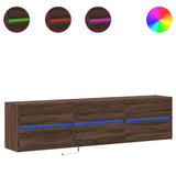 TV Wall Cabinet with LED Brown Oak 180x31x45 cm 3307939