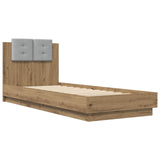 Bed Frame with LED Artisian Oak 80 x 200 cm Engineered Wood 3429668