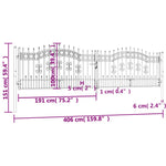 ZNTS Fence Gate with Spear Top Black 406x151 cm Powder-coated Steel 151100